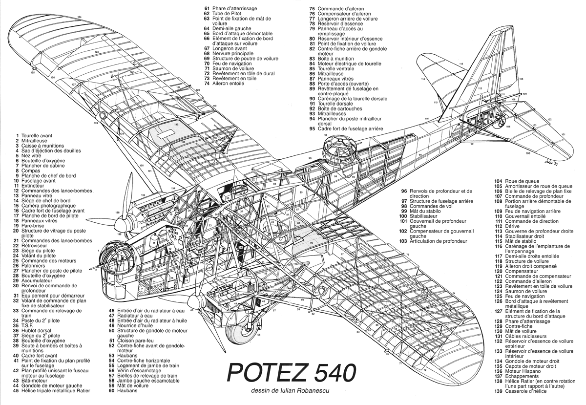 Компоновочная схема Potez 540