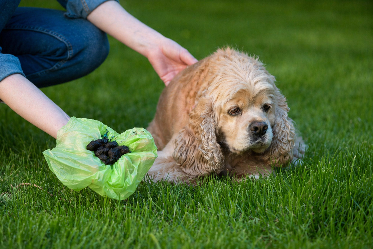 Почему у собаки чёрный кал