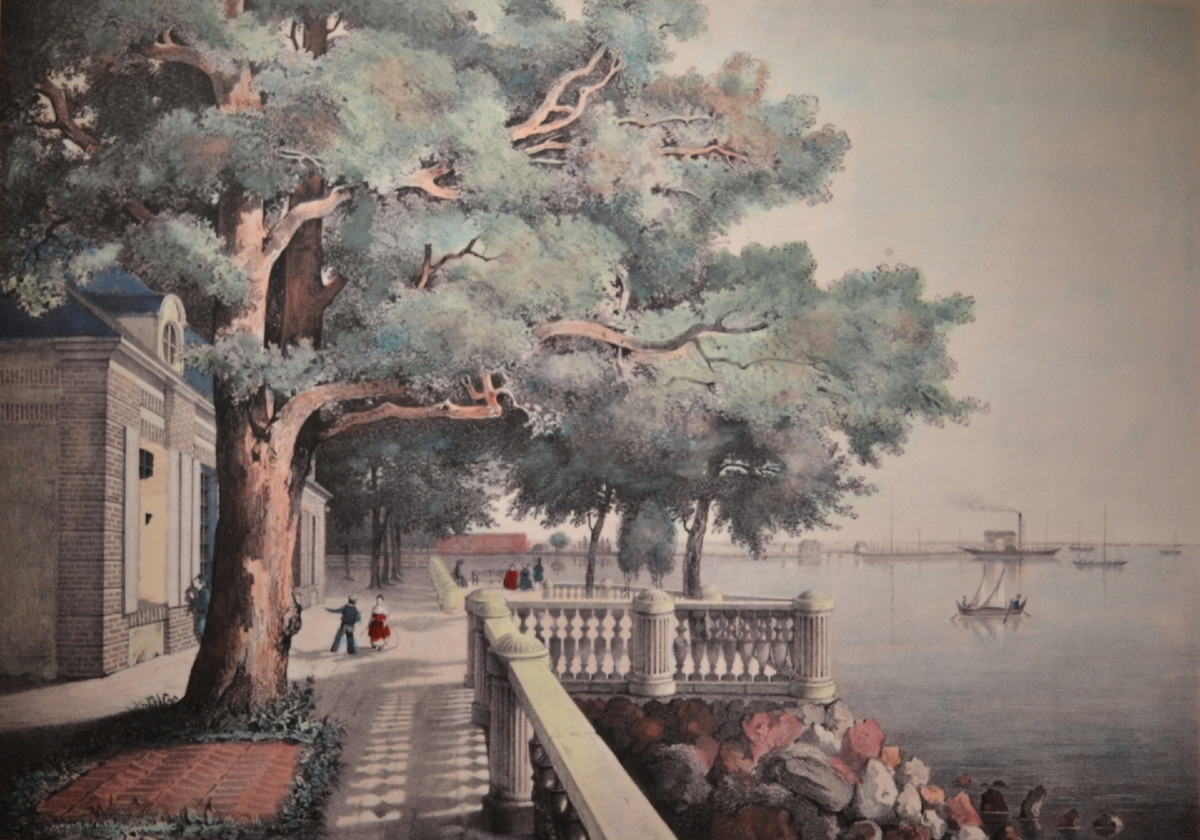 К.К.Шульц по оригиналу И.Я.Мейера. Терраса Монплезира в Петергофе, 1845 - 1855гг. Из собраний музея - заповедника Петергоф. Фото автора канала