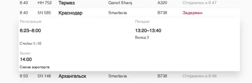    Фото: скриншот онлайн-табло аэропорта Пулково