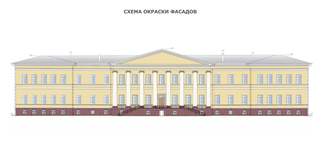   Цветовая гамма фасада Главного здания Академии наук после реставрации (визуализация) Фото: Рендер: пресс-служба петербургского отделения РАН