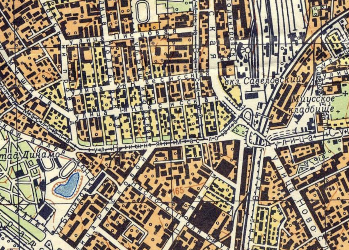 Та же местность на карте 1968 года. С сайта www.retromap.ru.