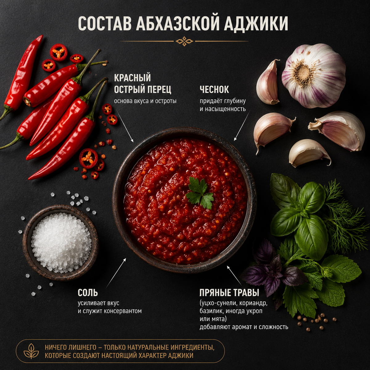 Состав и секрет вкуса Аджики