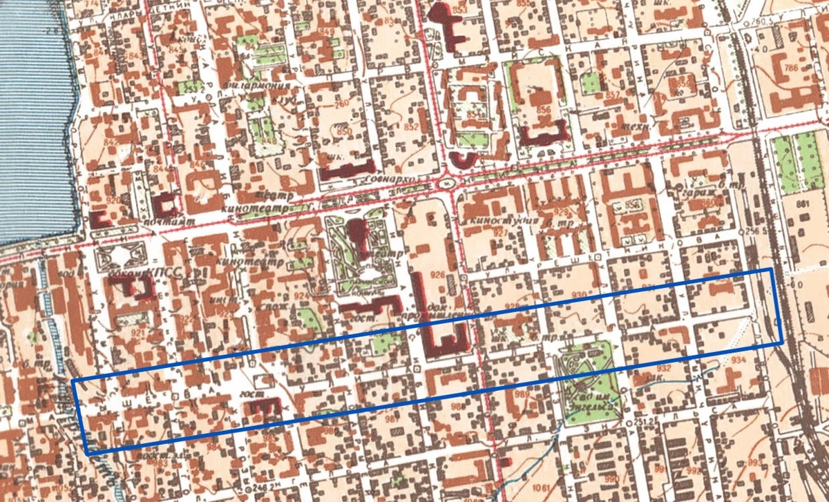 Фрагмент карты город Свердловск(Екатеринбург) 1958 года.