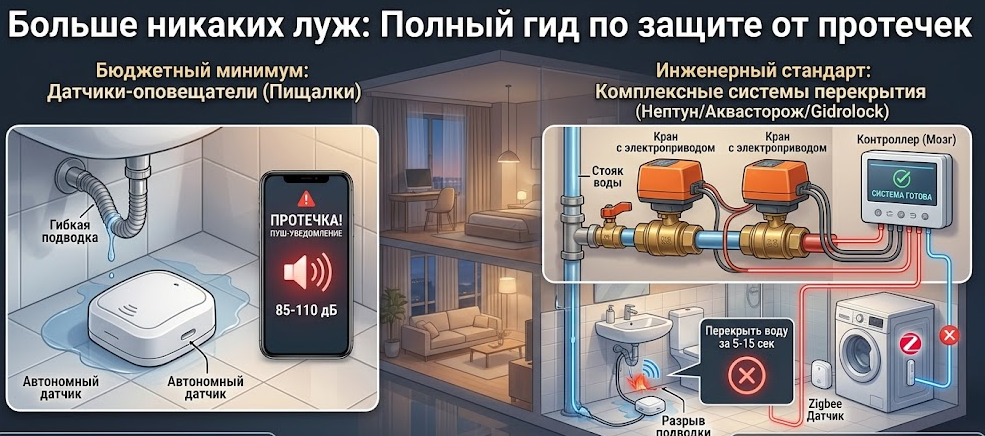 Полный гид по защите от протечек. От «пищалок» за 300 рублей до систем с электроприводами