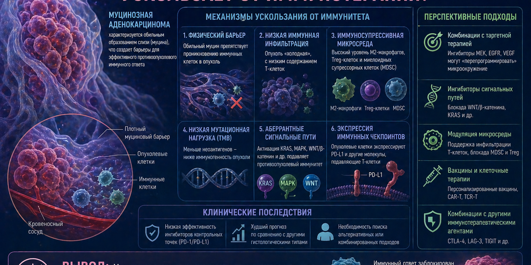 Как муцинозная аденокарцинома ускользает от иммунотерапии?