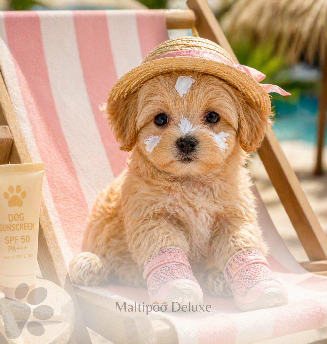 Фото щенка мальтипу на пляже