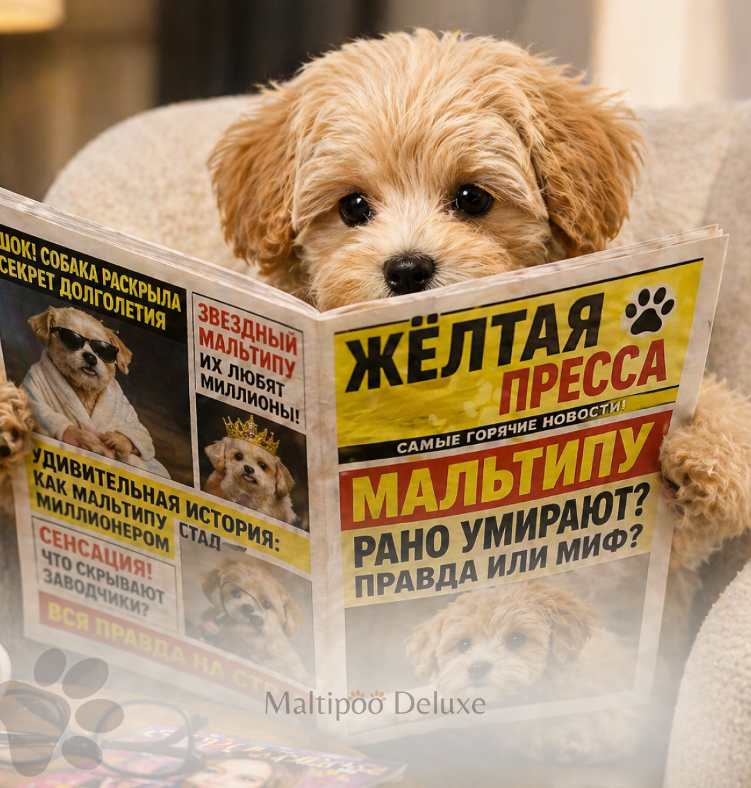 Фото щенок мальтипу читает шгазету