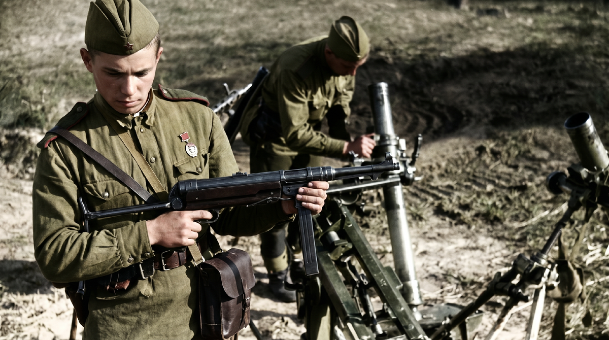 Боец с МР 40