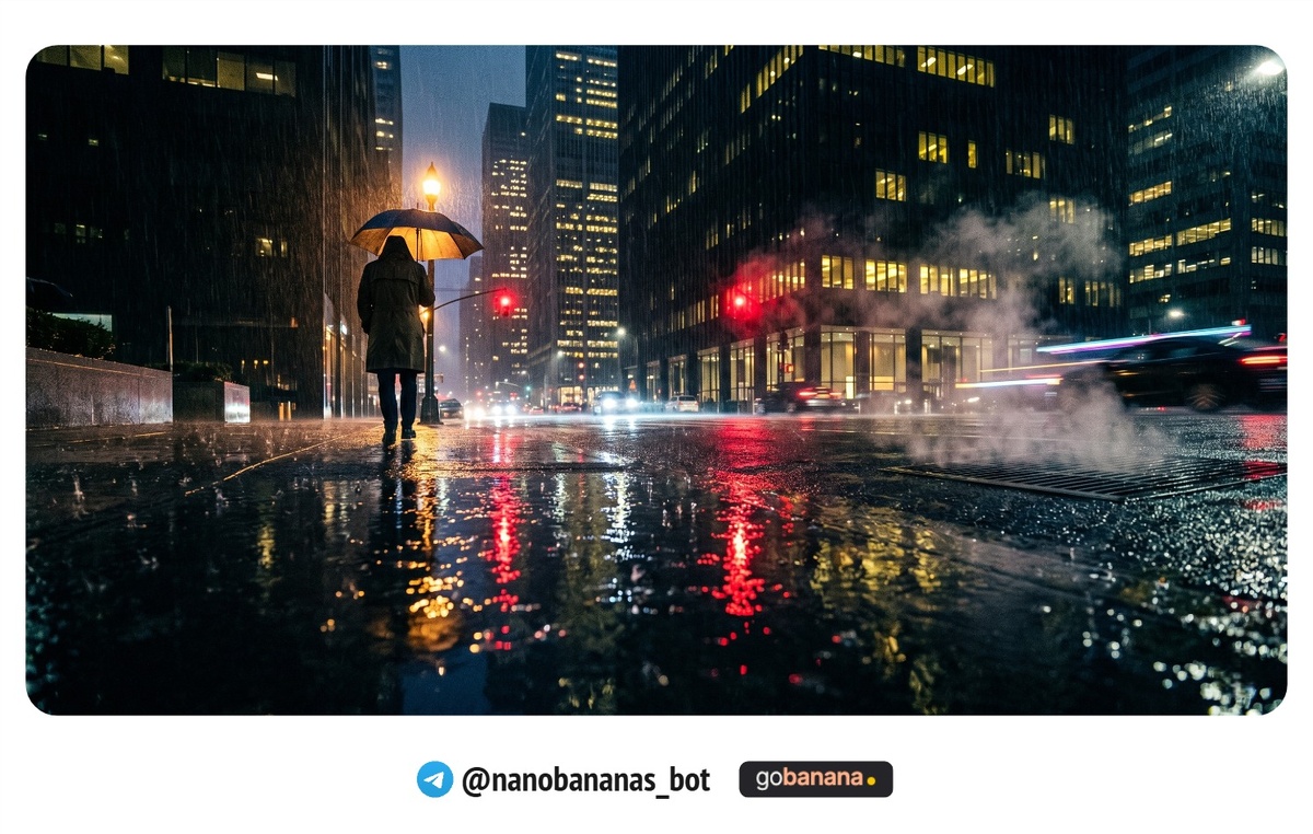 Дождливый город ночью — нуар