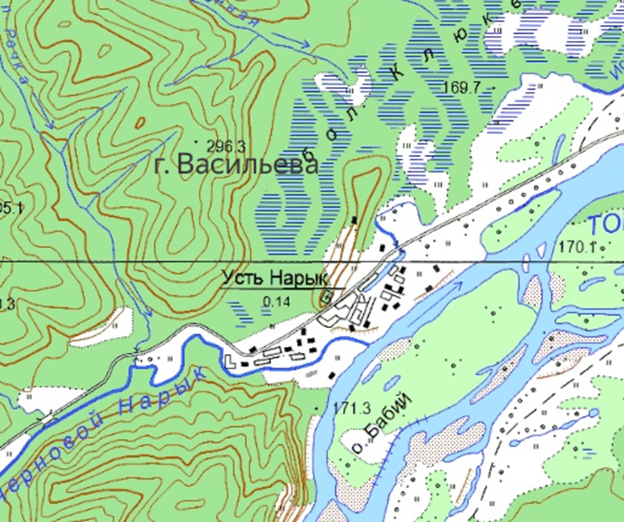 Гора Васильева. Фрагмент карты, 2001г.
