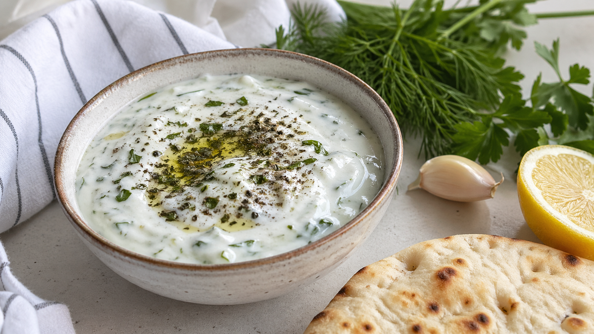 Йогуртовый соус с чесноком и зеленью