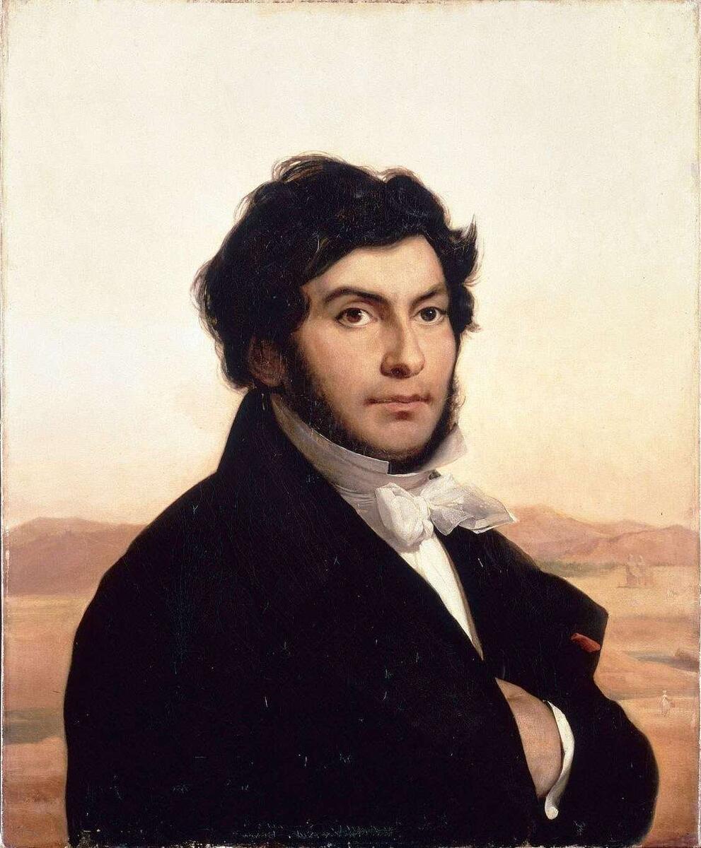 Леон Конье. Портрет Шампольона ,1831 год. Холст, масло. 73,5х 60 см.  Лувр, Париж, Франция. 