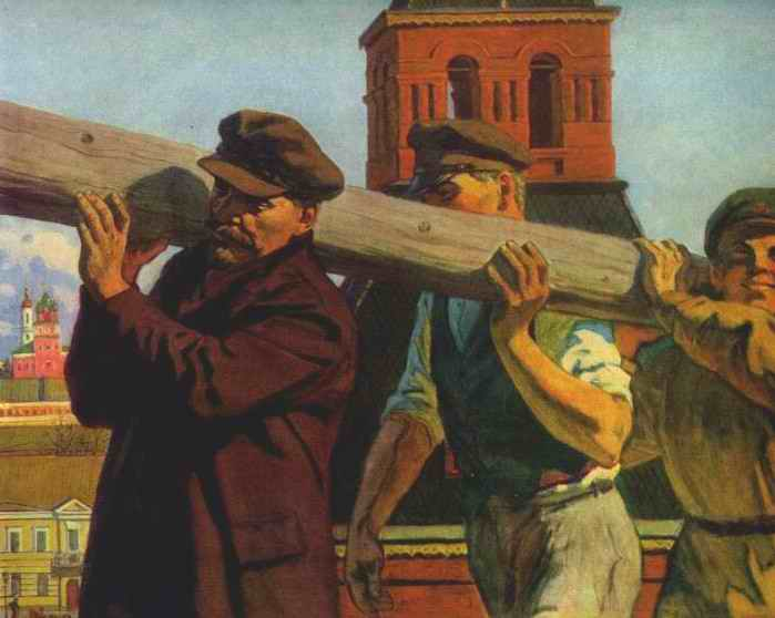 В. Иванов. "В.И.Ленин на субботнике в Кремле"