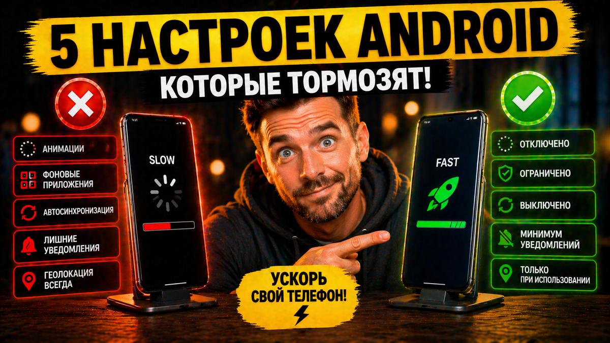 5 настроек Android, которые тормозят телефон: анимации, фоновые apps, автосинхронизация и другие "убийцы" скорости! Отключите их сейчас — ускорите смартфон в 2 раза.