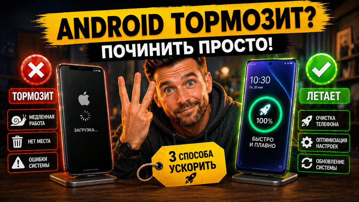 Android тормозит через год? Разбираем причины и 3 простых способа починки: очистка кэша, обновление ПО и сброс. Верни смартфону скорость! 📱🔧 #Android #Оптимизация