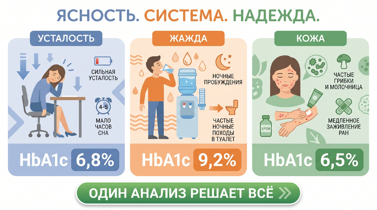 Кожа - это зеркало обмена веществ. Когда уровень глюкозы в крови постоянно повышен, происходит сразу несколько вещей
