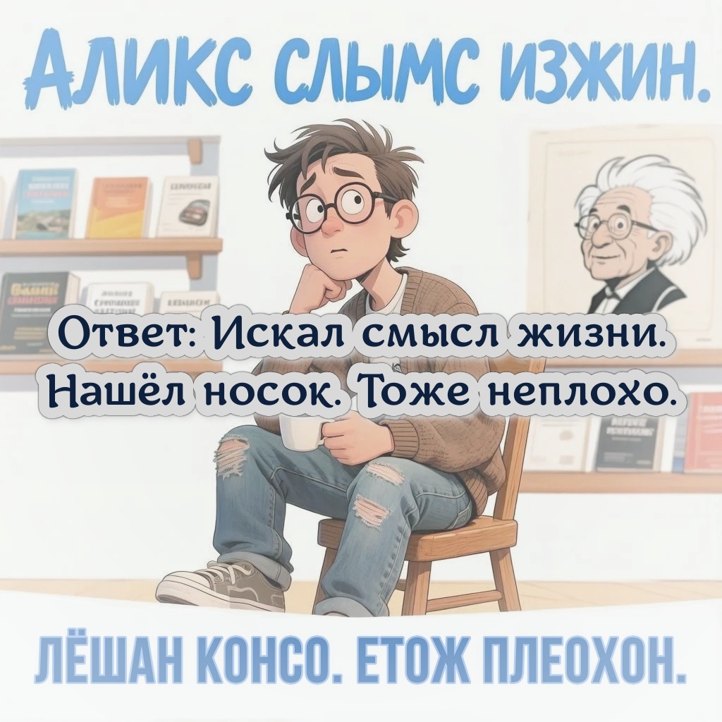 Искал смысл жизни. Нашёл носок. Тоже неплохо.