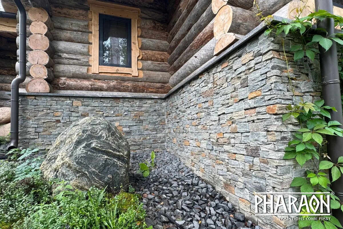 В проекте использовали 3Д-панели из натурального камня Pharaon кварцит серо-зеленый