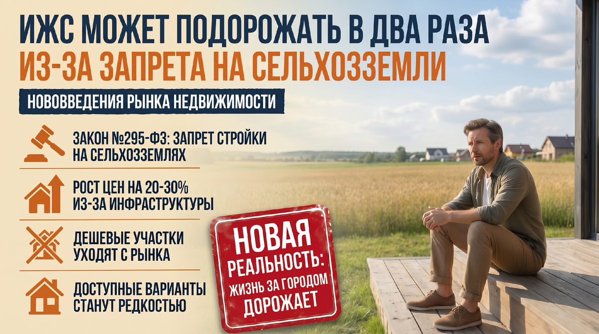 ИЖС может подорожать в два раза из-за запрета на сельхозземли