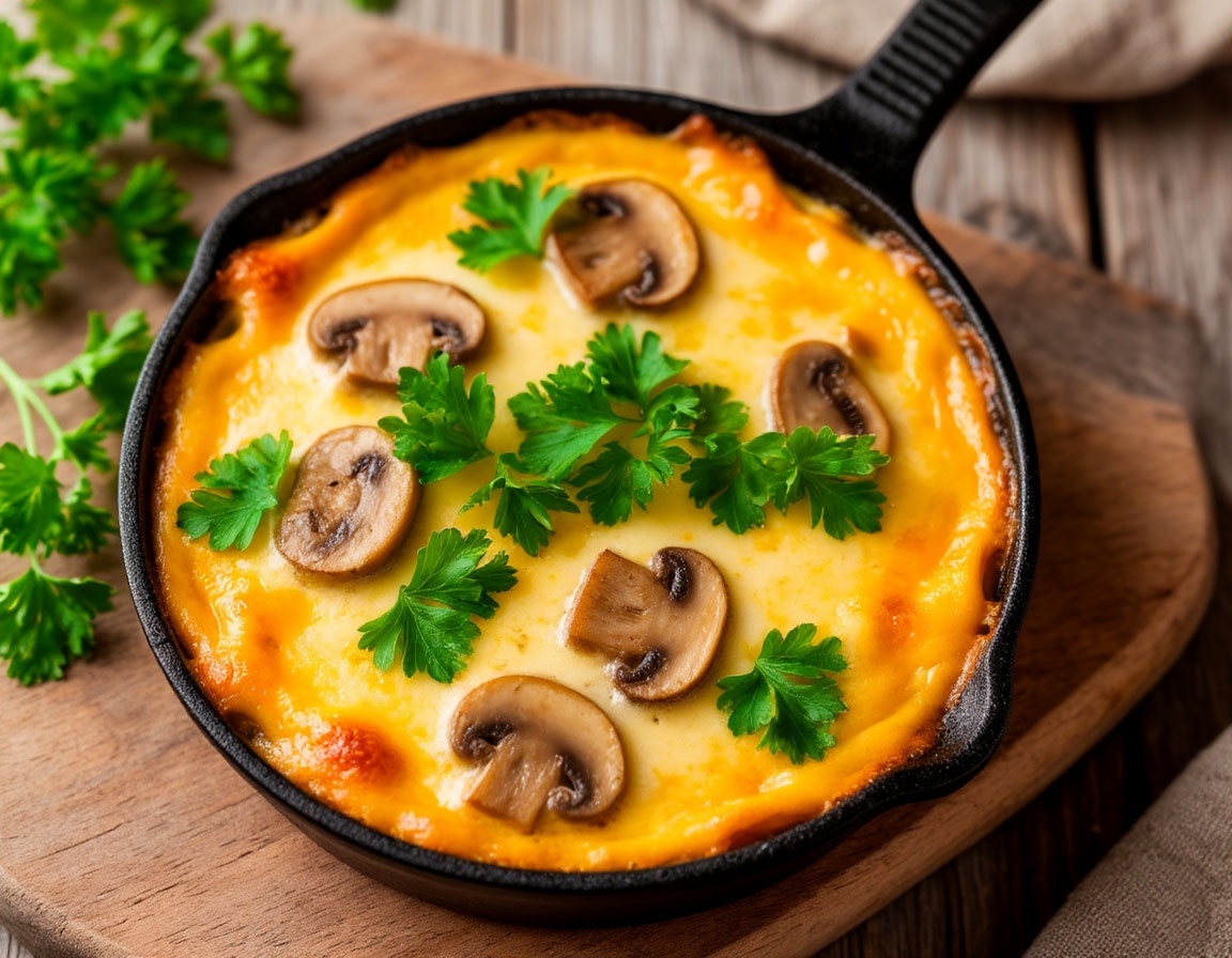 Жульен — сытное и очень вкусное блюдо. Традиционно его запекают в кокотницах, но сковорода тоже подойдёт: вкус от этого не пострадает. Главный секрет — жирные сливки, которые сделают соус густым и нежным.