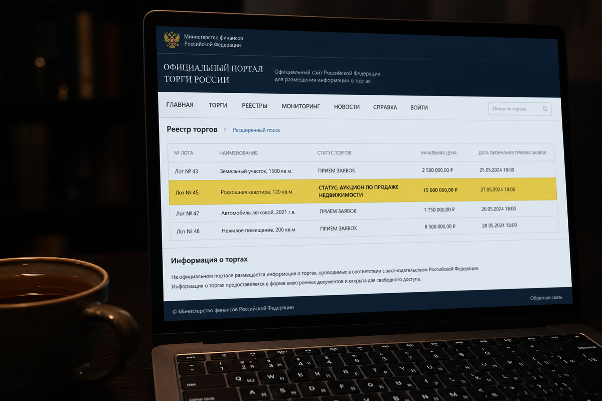 Скриншот с сайта торгов. Та самая квартира, которой бывшая так гордилась в своих сторис, висела с пометкой «Реализация имущества должника».
