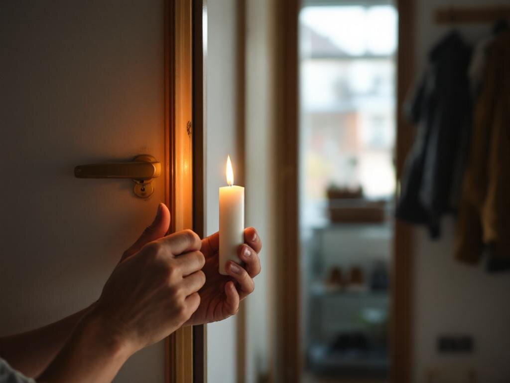 Проверка утечек тепла у двери с помощью обычной свечи. ДомПроще  📷
