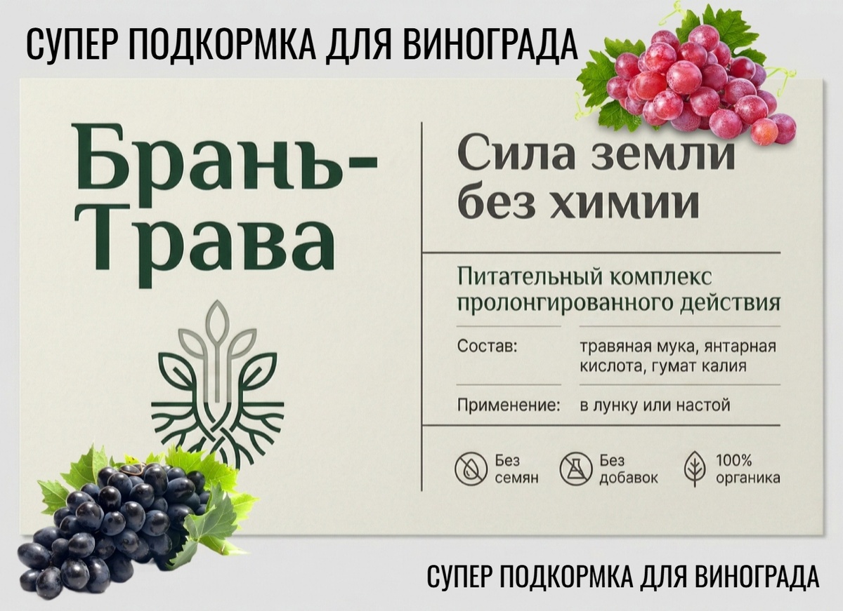 Брань-Трава для винограда | гранулы 300 г | органическая подкормка для лозы