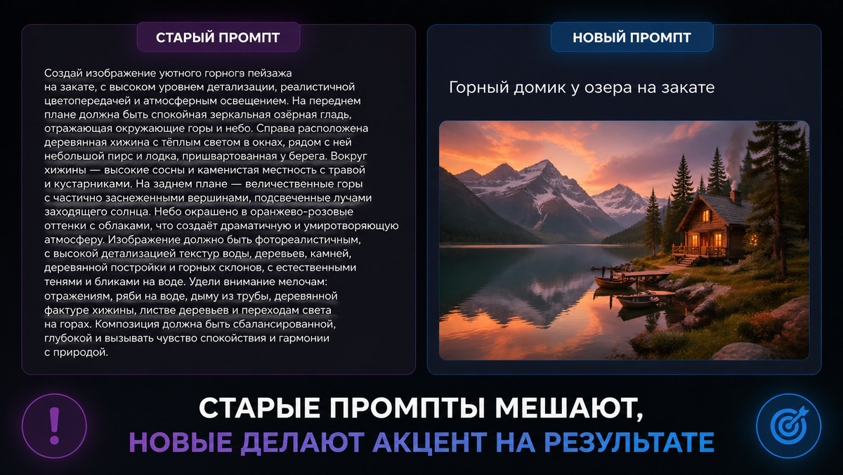 Старые промпты мешают, новые делают акцент на результате