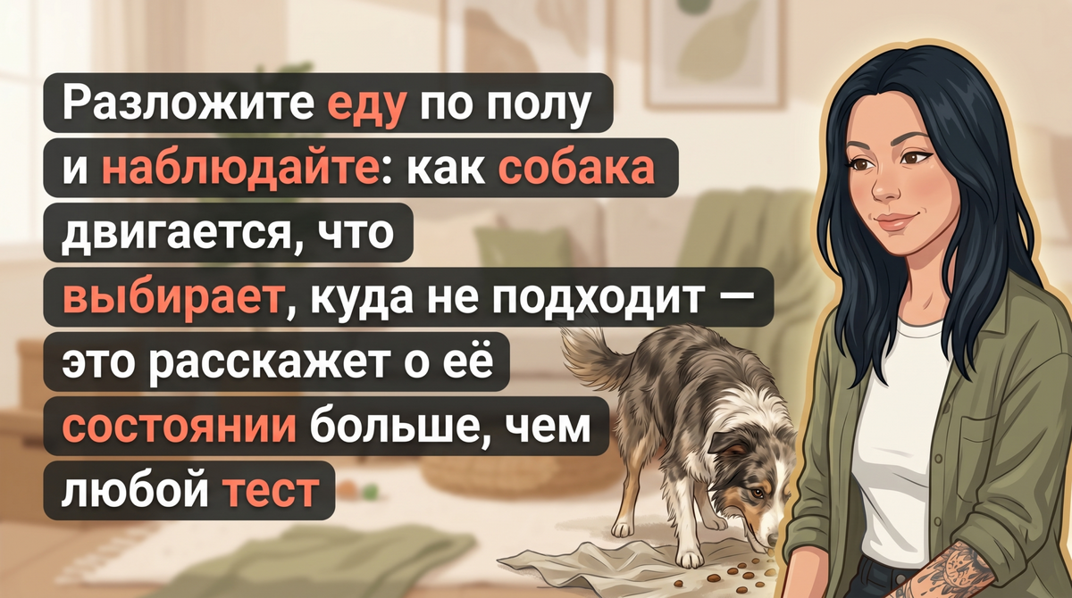    Анна и собака в свободной работе: еда на полу как способ услышать её тело. Анна Марковская