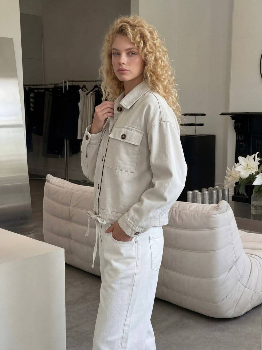 Куртка джинсовая оверсайз Lakomes (светло-серая)