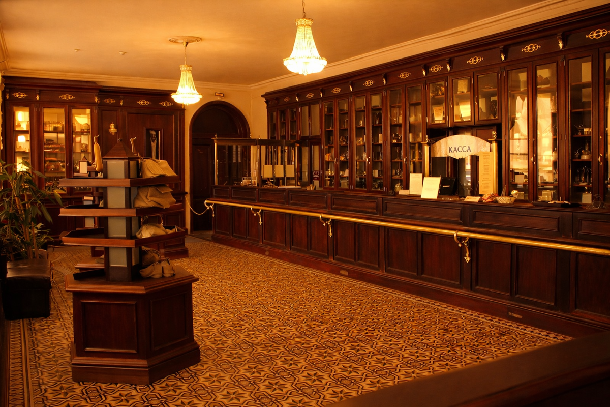 Внутри аптеки Пеля