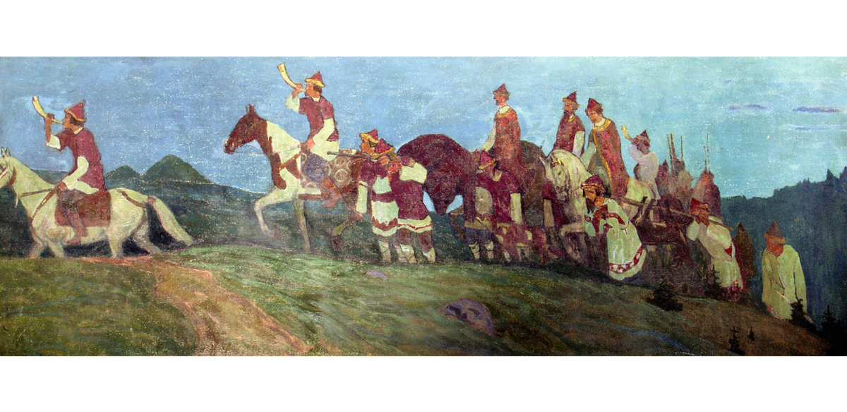 Княжья охота. Вечер. (Николай Константинович Рерих, 1901 год)