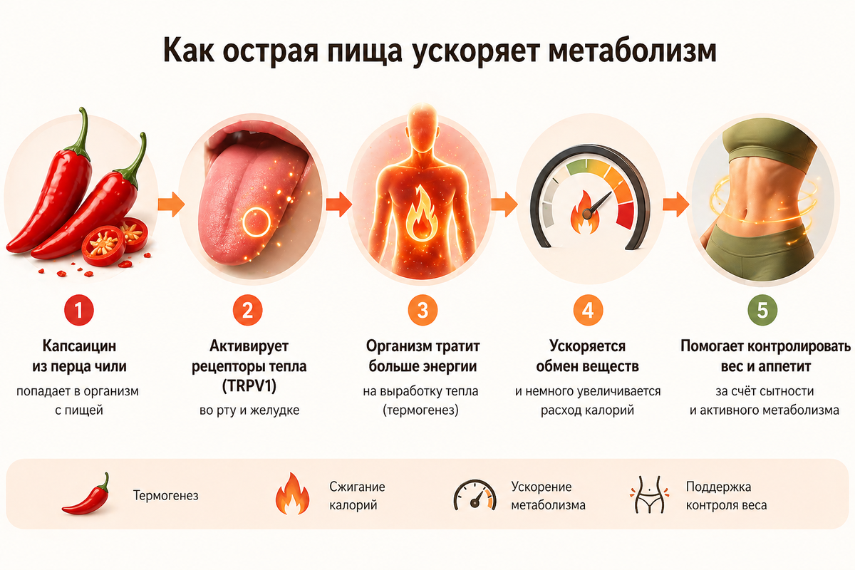 Как острая пища ускоряет метаболизм — инфографика