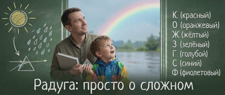    Иллюстрация к материалу: Почему после дождя появляется радуга: объясняем детям просто и понятно