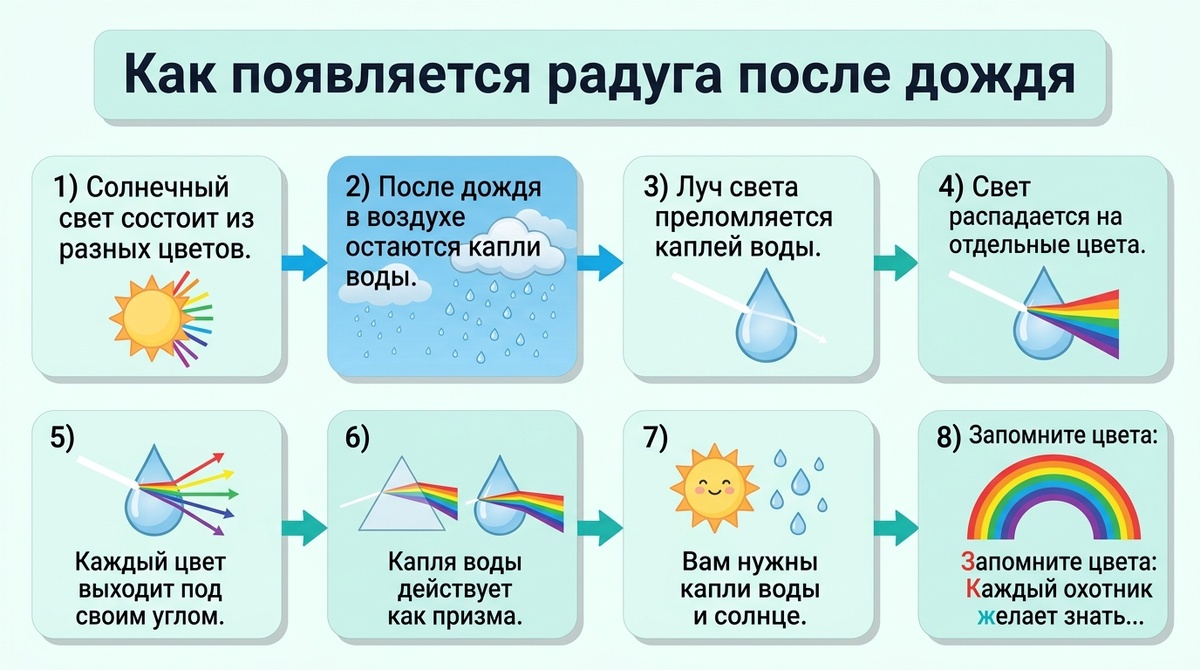 Как появляется радуга после дождя  📷
