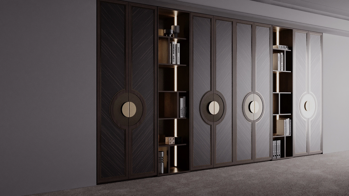 Особое место в ассортименте занимают модели с металлическими фасадами. Они привносят в интерьер индустриальный акцент, но благодаря тщательному подбору оттенков — матового графита, бронзы, тёмного хаки — выглядят не грубо, а технологично и стильно. Металл идеально контрастирует с деревом или матовой поверхностью. Такое решение особенно уместно в интерьерах лофт или хай-тек, подчеркивая их характер.