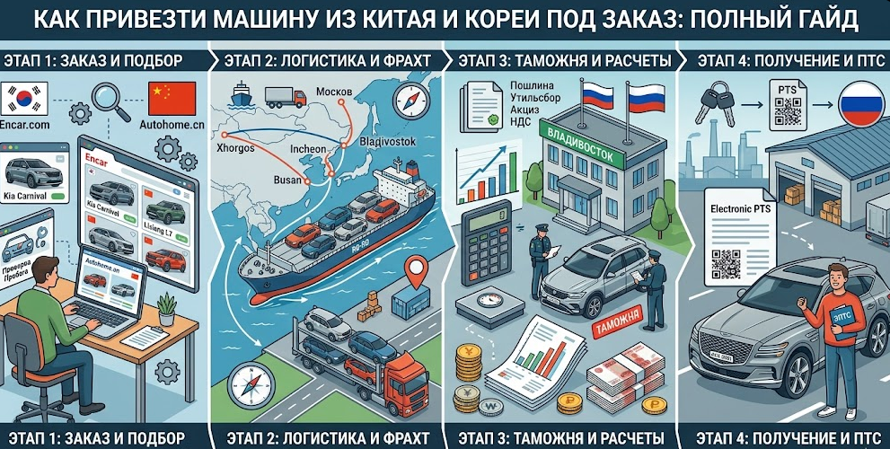 Автомобиль под заказ из Китая и Кореи: Технический гайд от подбора до ПТС в 2026 году