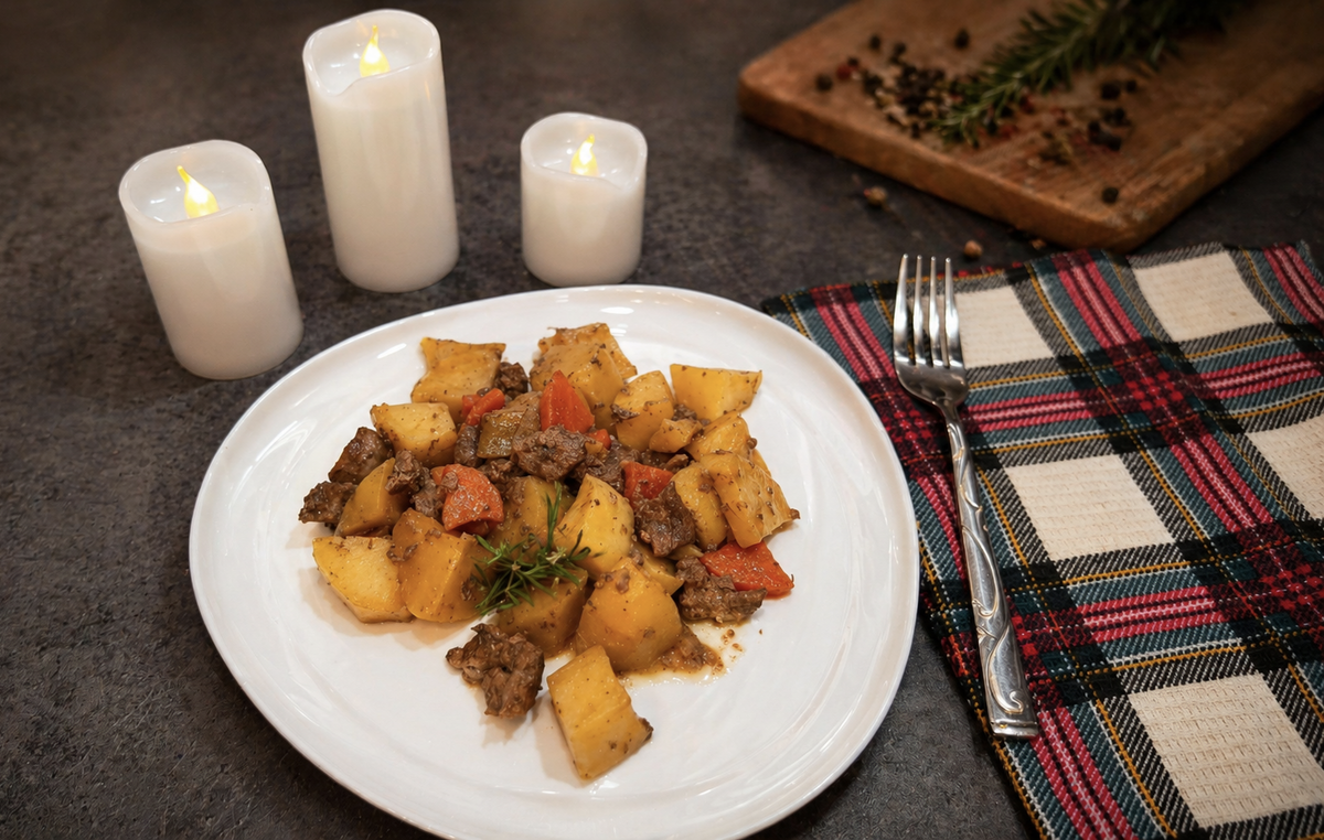 Запечённое мясо с овощами