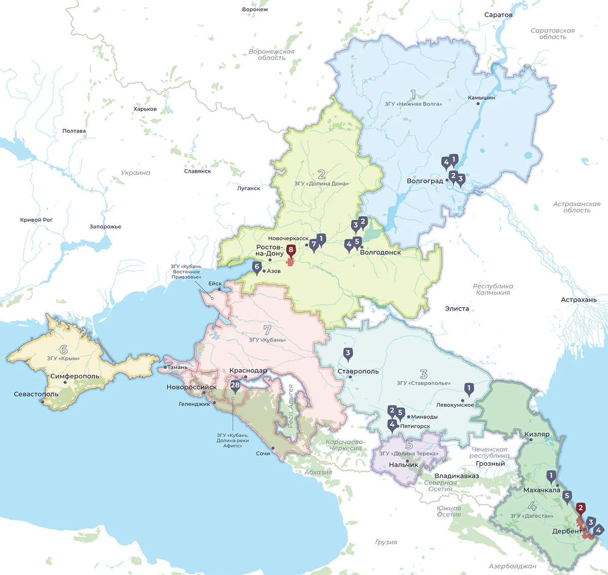Карта винных регионов. Россия