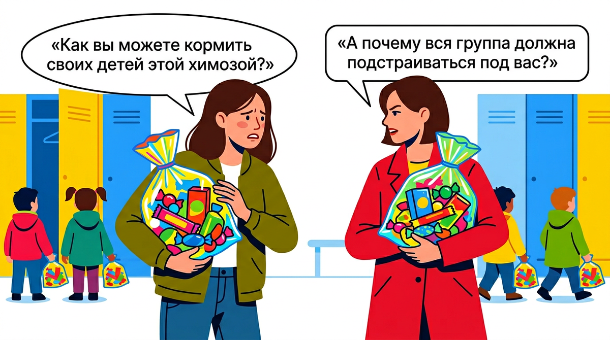 «Почему вся группа должна подстраиваться под ваши запросы?» - я всего лишь попросила не приносить химозу в группу. Для этого придумала про аллергию у дочери на шоколад и орехи. А меня назвали мамой с претензиями