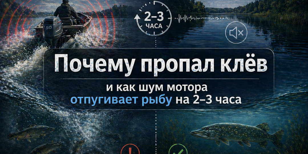 Почему пропал клёв и как шум мотора отпугивает рыбу на 2–3 часа (научный разбор)