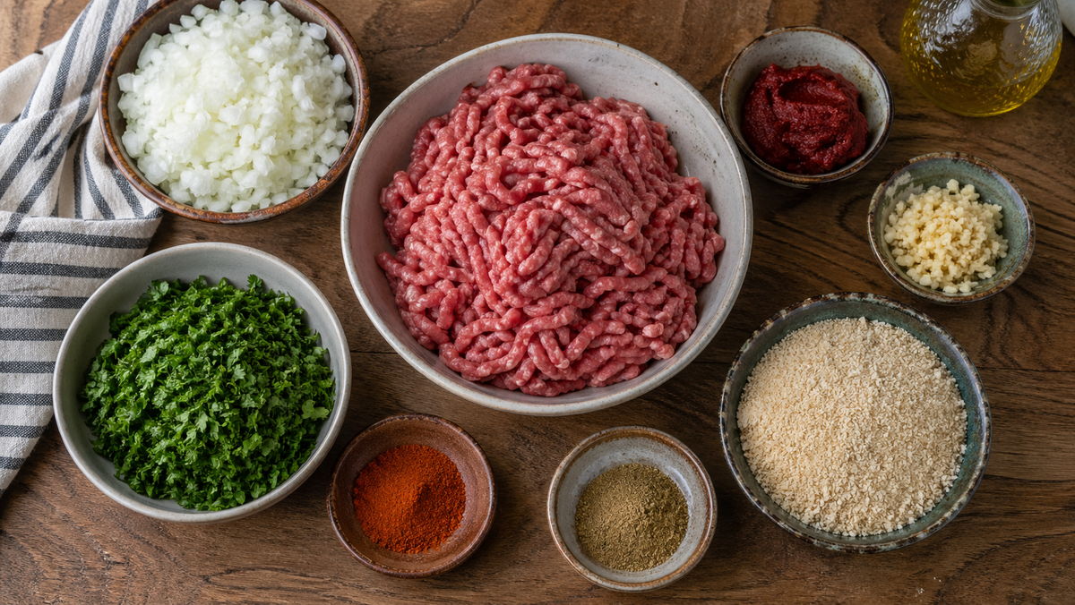 Продукты для кёфте.