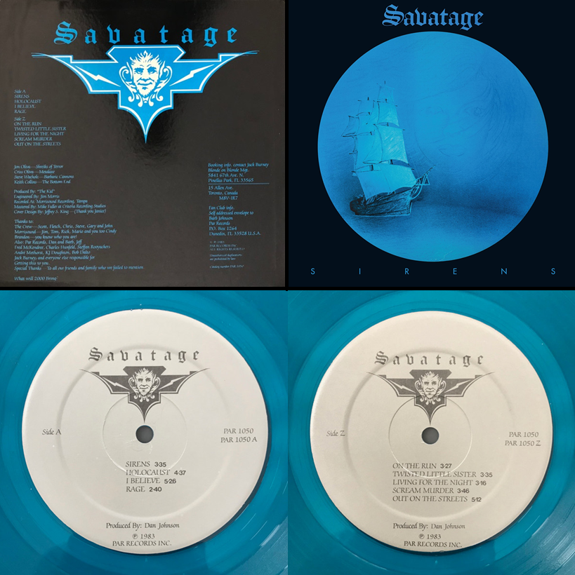 оригинальный винил SAVATAGE "Sirens" © 1983 - Par Records