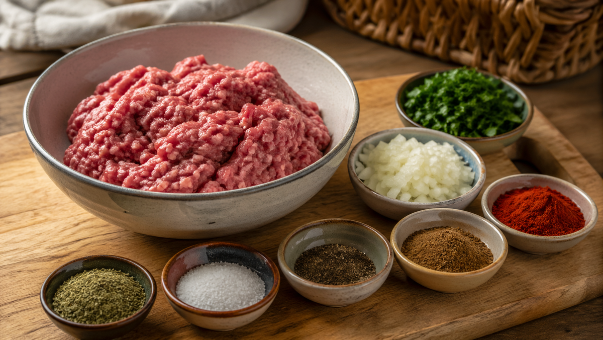 Продукты для приготовления кёфте