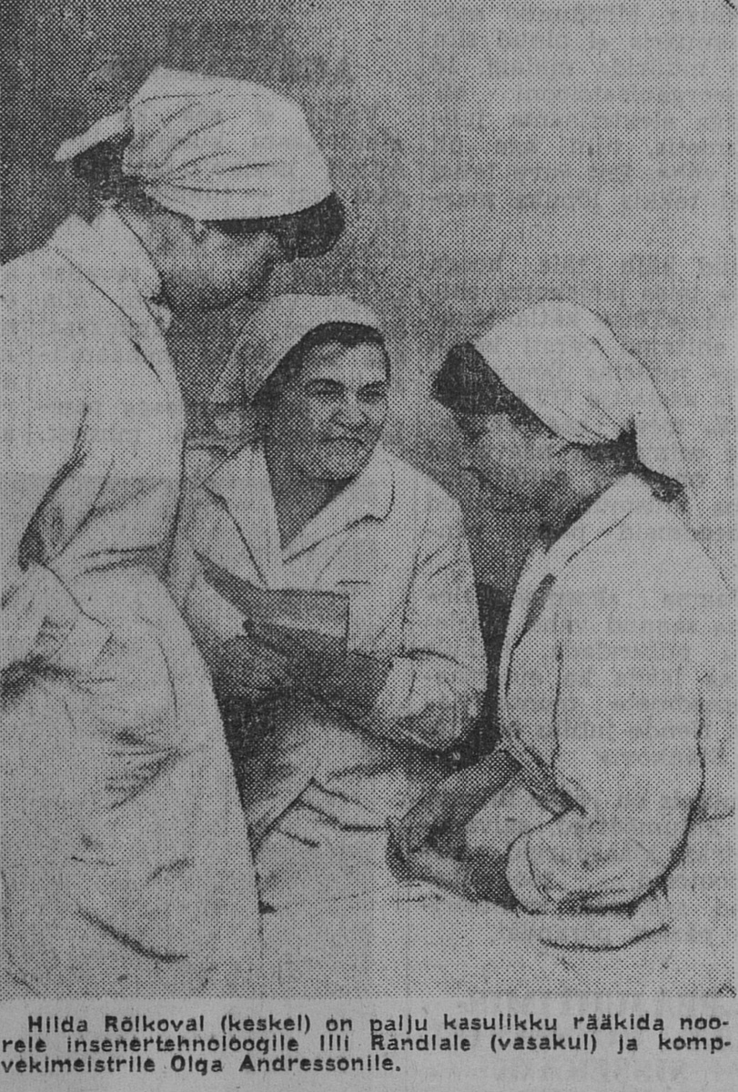 Депутат Верховного Совета Эстонской ССР начальник цеха кондитерской фабрики "Uus Kalev" («Новый Калев») Хильда Хермановна Рылкова (в центре фото).