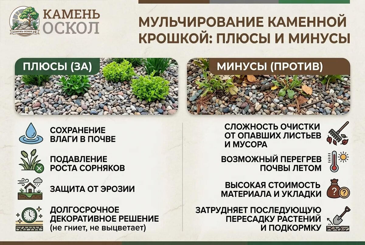 Мульчирование с помощью каменной крошки
