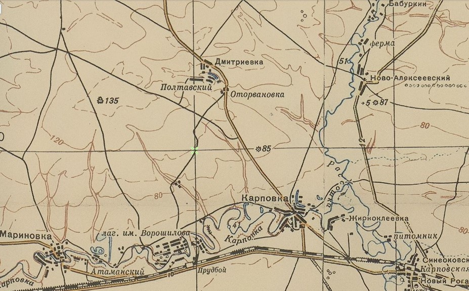 Карта местности, где погиб АКАТОВ ПАВЕЛ ПЕТРОВИЧ