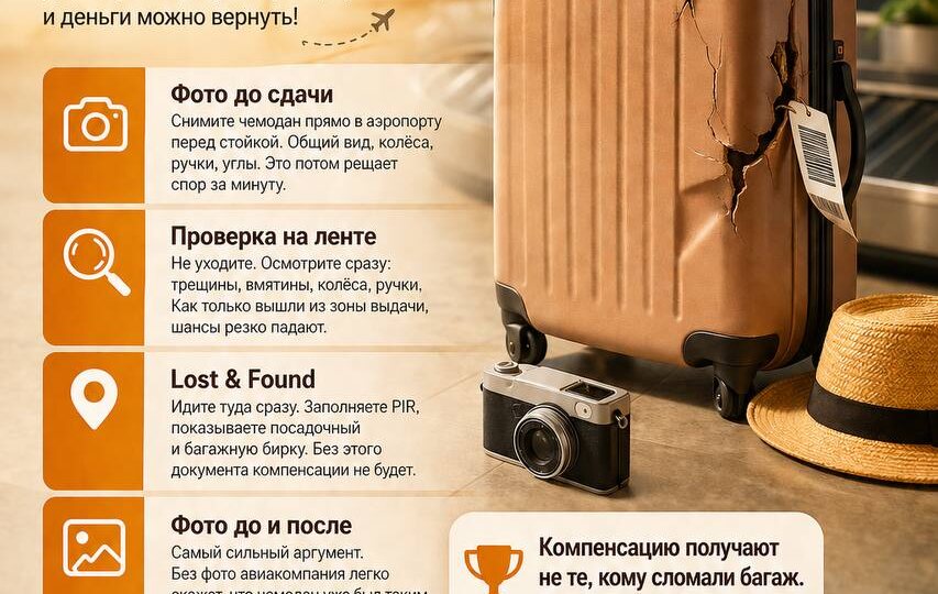 🤩Как получить компенсацию за повреждённый багаж