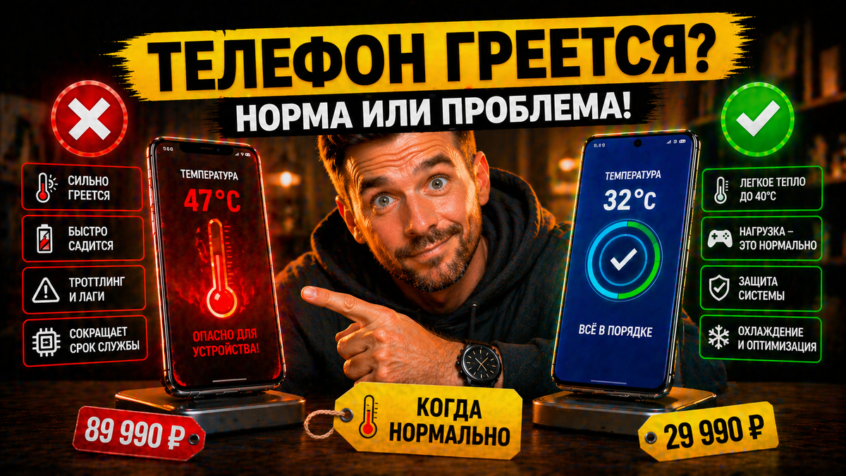 Телефон греется: когда нормально (игры, зарядка), а когда опасно (вирусы, перегрев)? Как остудить и избежать поломки! 🔥📱 #Перегрев #Android